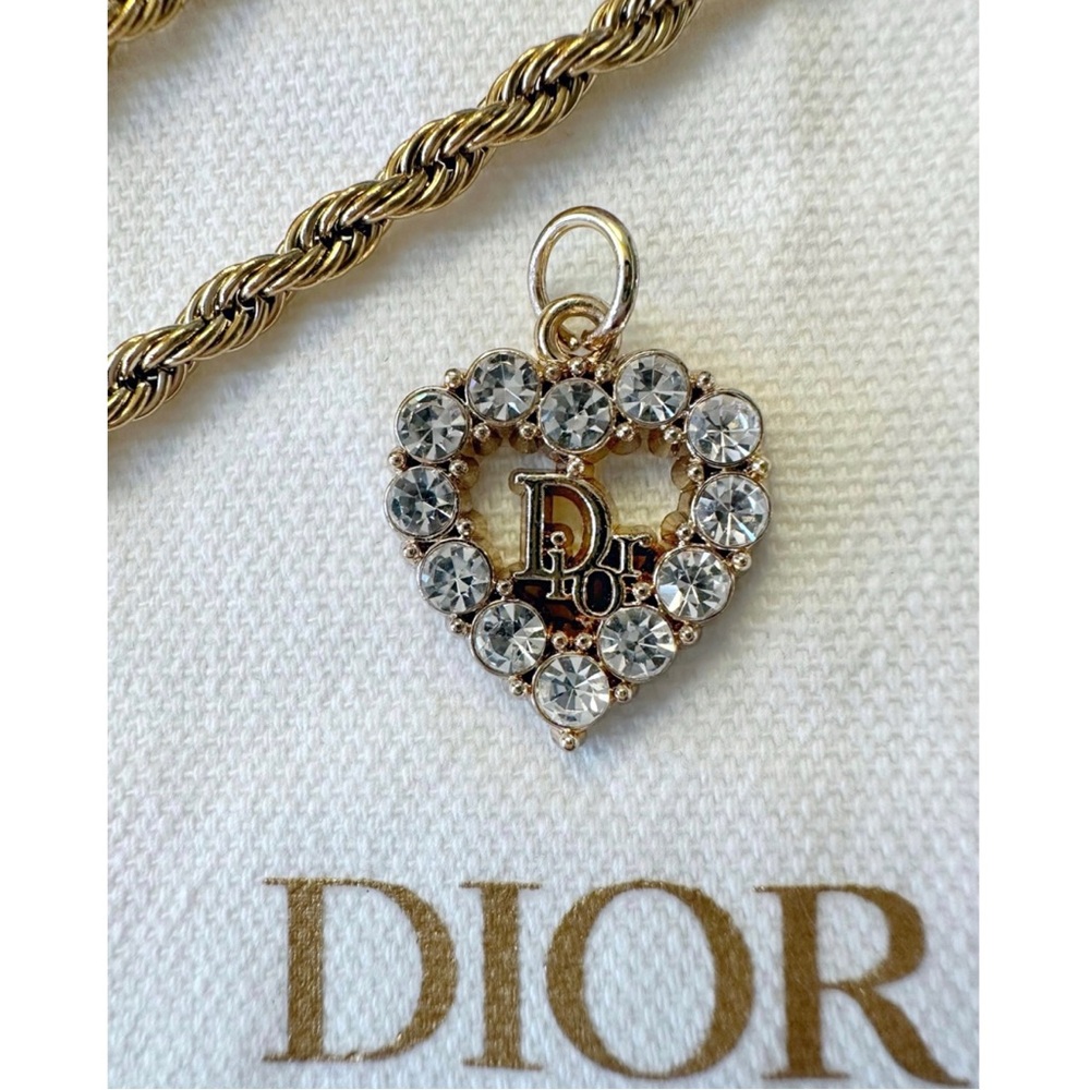 DIOR AUTHENTIC GOLD TONE RHINESTONE HEART VINTAGE ZIPPER PULL